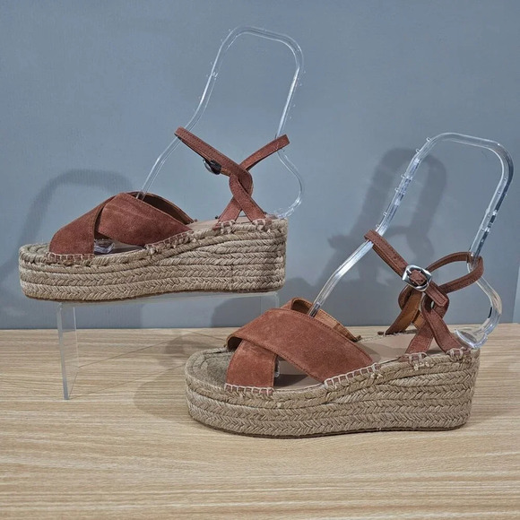 NEW Rag & Bone Sandal Hera Espadrille Wedge Henbrown Suede EU 41 - Picture 2 of 12